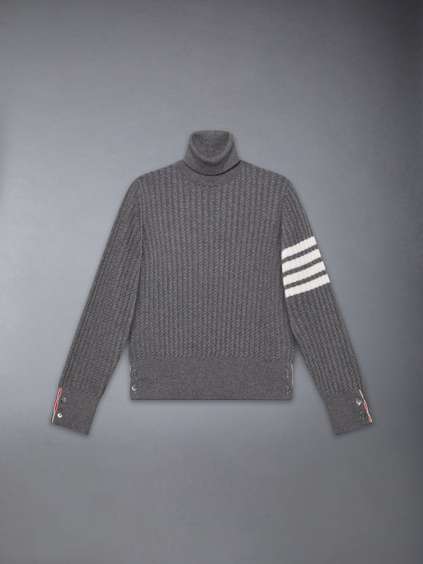 CHILDREN'S WOOL CABLE KNIT 4-BAR TURTLENECK - featured image