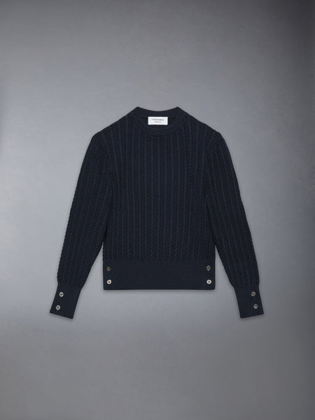 CHILDREN'S COTTON CABLE KNIT PULLOVER NAVY