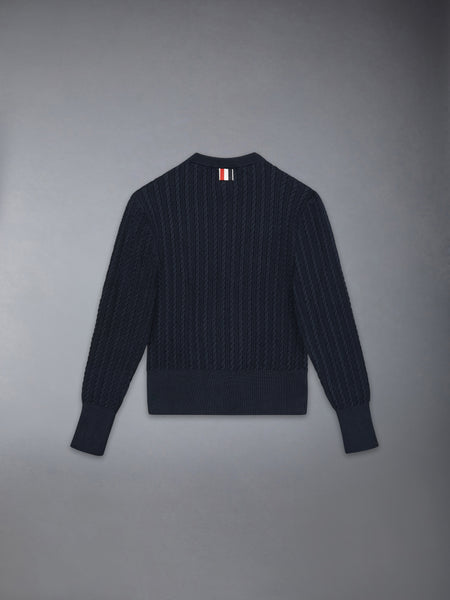 CHILDREN'S COTTON CABLE KNIT PULLOVER NAVY