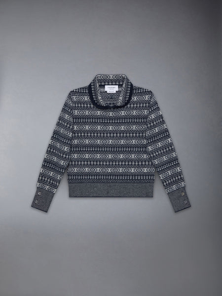 CHILDREN'S FAIR ISLE FINE MERINO PULLOVER NAVY