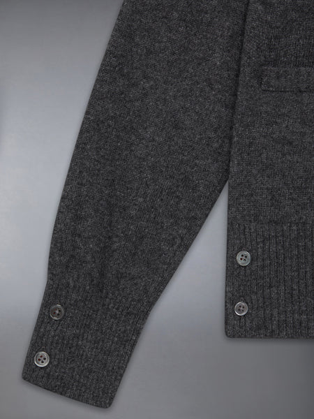 CHILDREN'S CASHMERE 4-BAR V-NECK CARDIGAN DARK GREY