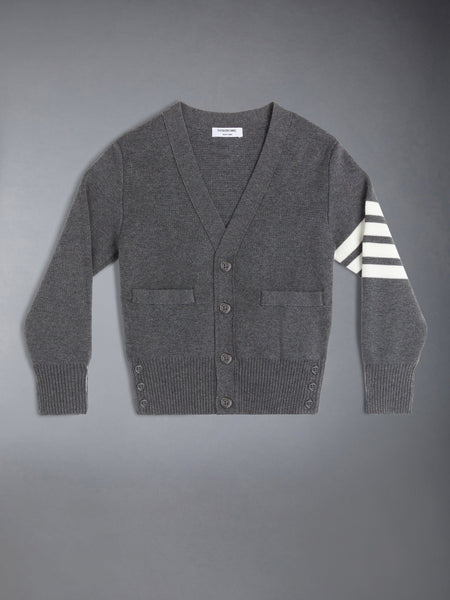 CHILDREN'S MILANO STITCH 4-BAR V-NECK CARDIGAN MED GREY