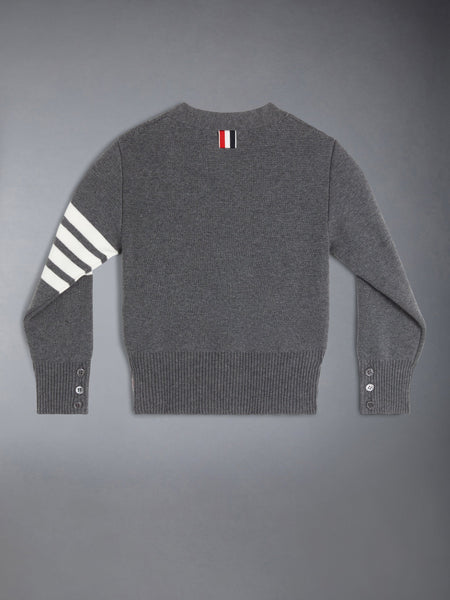 CHILDREN'S MILANO STITCH 4-BAR V-NECK CARDIGAN MED GREY