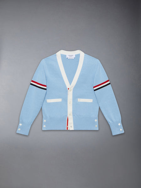 CHILDREN'S COTTON CLASSIC V NECK CARDIGAN LIGHT BLUE