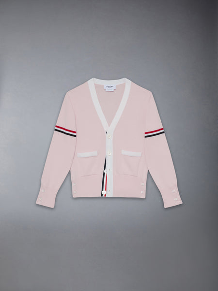 CHILDREN'S COTTON CLASSIC V NECK CARDIGAN LT PINK