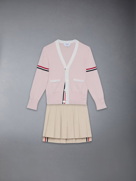 CHILDREN'S COTTON CLASSIC V NECK CARDIGAN LT PINK