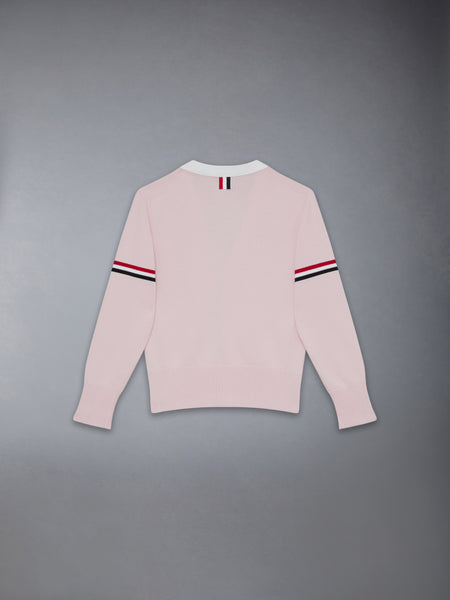 CHILDREN'S COTTON CLASSIC V NECK CARDIGAN LT PINK