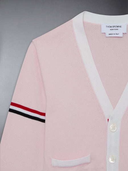 CHILDREN'S COTTON CLASSIC V NECK CARDIGAN LT PINK