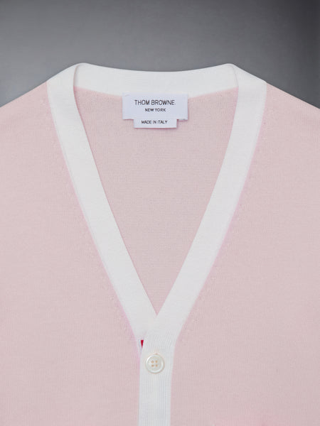 CHILDREN'S COTTON CLASSIC V NECK CARDIGAN LT PINK