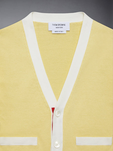 CHILDREN'S COTTON CLASSIC V NECK CARDIGAN PALE YELLOW