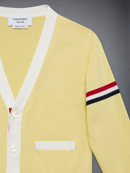 CHILDREN'S COTTON CLASSIC V NECK CARDIGAN PALE YELLOW
