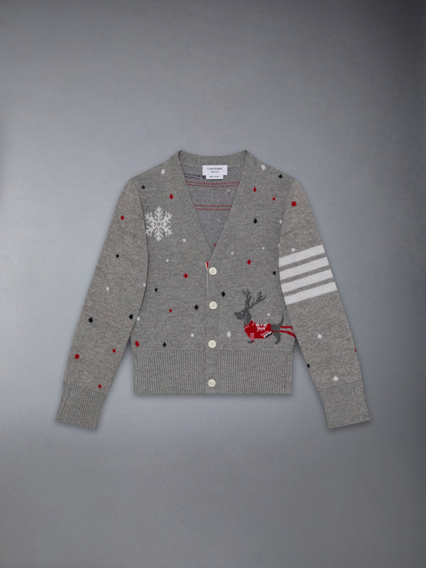 WOOL REINDEER HECTOR 4-BAR INTARSIA CARDIGAN - featured image
