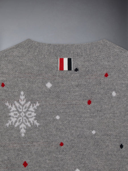 WOOL REINDEER HECTOR 4-BAR INTARSIA CARDIGAN LT GREY