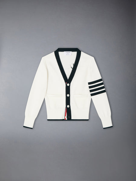 CHILDREN'S HECTOR INTARSIA 4-BAR CARDIGAN WHITE