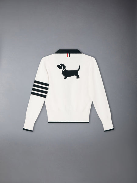 CHILDREN'S HECTOR INTARSIA 4-BAR CARDIGAN WHITE