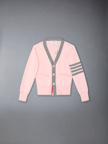 CHILDREN'S HECTOR INTARSIA 4-BAR CARDIGAN LIGHT PINK