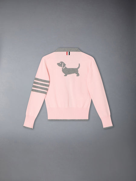 CHILDREN'S HECTOR INTARSIA 4-BAR CARDIGAN LIGHT PINK