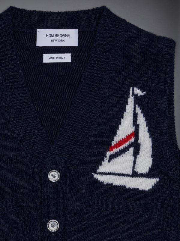 Kid's Fine Merino Half Drop Cardigan Vest - image 3