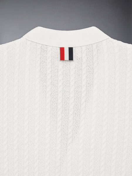 CHILDREN'S COTTON CABLE KNIT V-NECK CARDIGAN VEST WHITE