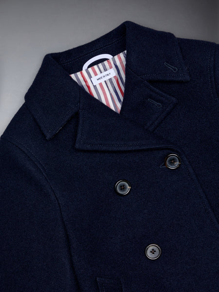 CHILDREN'S MELTON WOOL PEACOAT NAVY