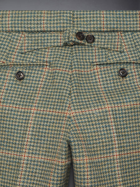 CHILDREN'S HERRINGBONE CHEVIOT TWEED TROUSER GREEN