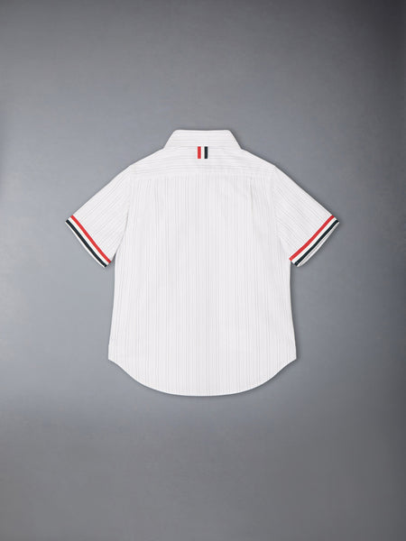 CHILDREN'S STRIPE OXFORD SHORT SLEEVE SHIRT MED GREY