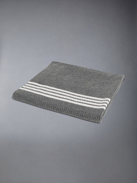 WOOL CASHMERE 4-BAR BABY BLANKET MED GREY