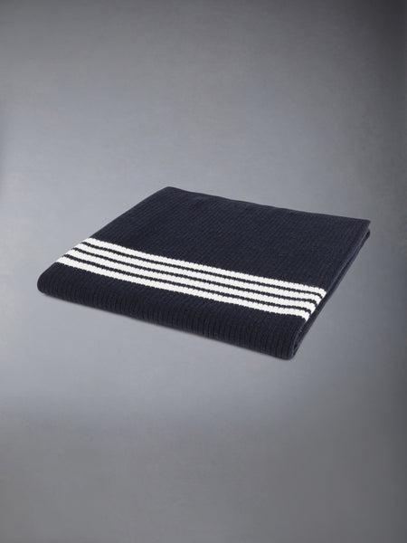 WOOL CASHMERE 4-BAR BABY BLANKET NAVY