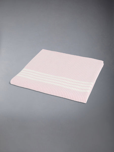 WOOL CASHMERE 4-BAR BABY BLANKET LT PINK