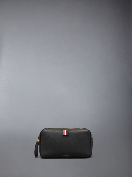 WASH BAG IN SOFT PEBBLE GRAIN LEATHER BLACK