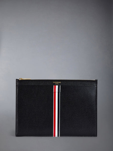 PEBBLE GRAIN SMALL ZIP TABLET HOLDER BLACK