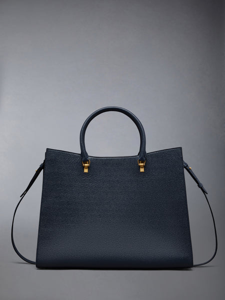 PEBBLE GRAIN LARGE DUET TOTE NAVY