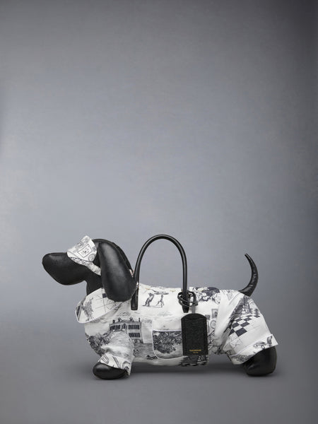 PAJAMA HECTOR BAG IN SILK TWILL AND PEBBLE GRAIN LEATHER BLACK