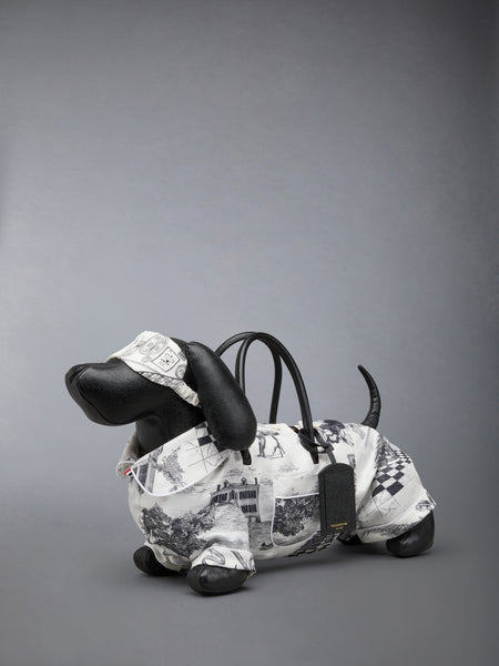 PAJAMA HECTOR BAG IN SILK TWILL AND PEBBLE GRAIN LEATHER BLACK