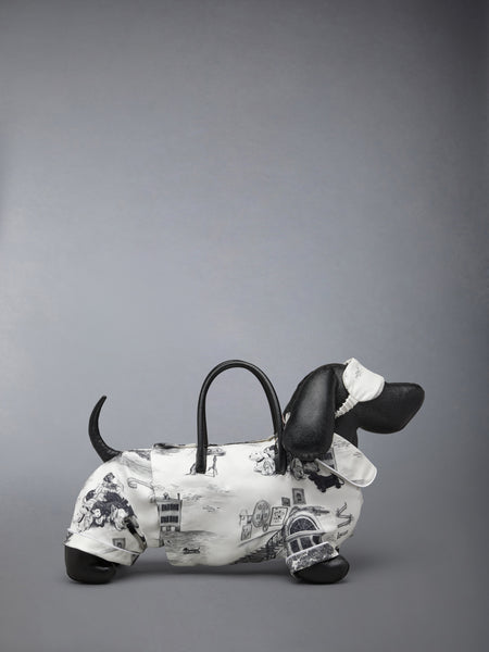 PAJAMA HECTOR BAG IN SILK TWILL AND PEBBLE GRAIN LEATHER BLACK