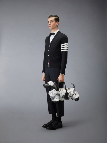 PAJAMA HECTOR BAG IN SILK TWILL AND PEBBLE GRAIN LEATHER BLACK