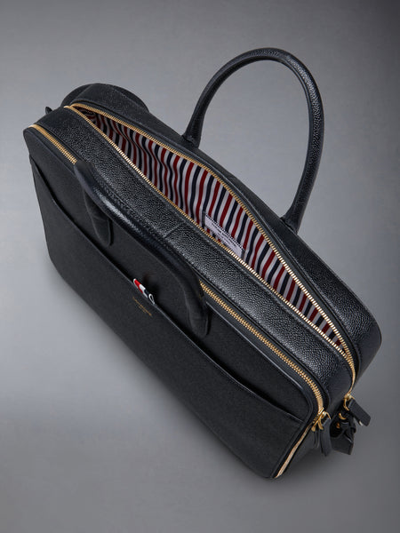 PEBBLE GRAIN DOUBLE COMPARTMENT BUSINESS BAG BLACK