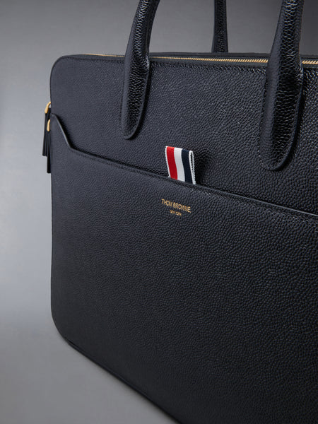 PEBBLE GRAIN DOUBLE COMPARTMENT BUSINESS BAG BLACK