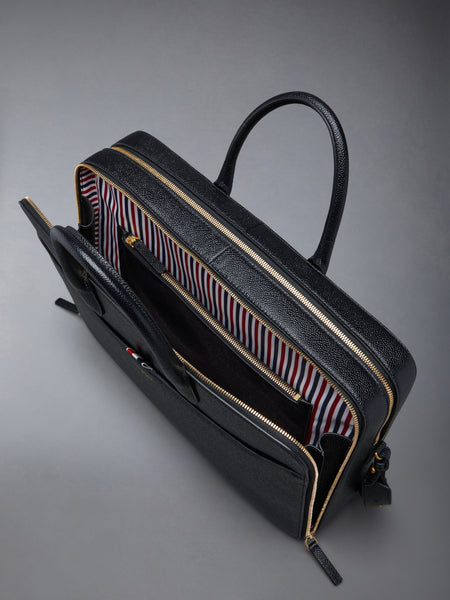 PEBBLE GRAIN DOUBLE COMPARTMENT BUSINESS BAG BLACK