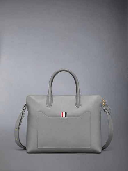 PEBBLE GRAIN SLIM BRIEFCASE LT GREY