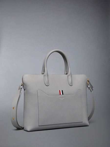 PEBBLE GRAIN SLIM BRIEFCASE LT GREY