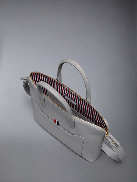 PEBBLE GRAIN SLIM BRIEFCASE LT GREY