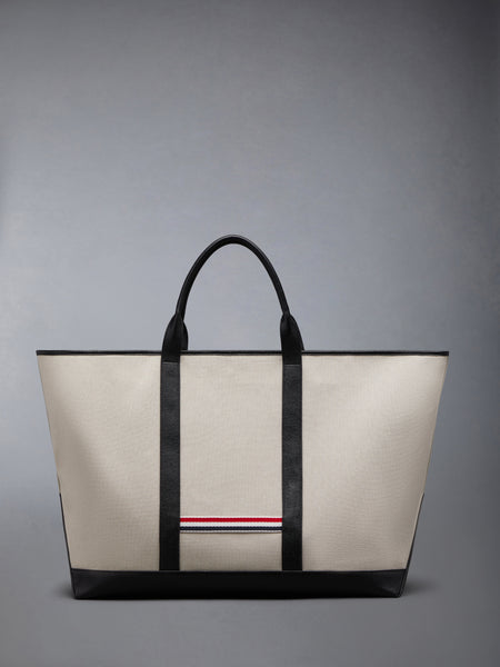 SALT AND PEPPER COTTON CANVAS OVERSIZED TOOL TOTE BLACK