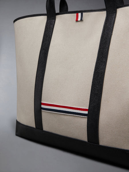SALT AND PEPPER COTTON CANVAS OVERSIZED TOOL TOTE BLACK