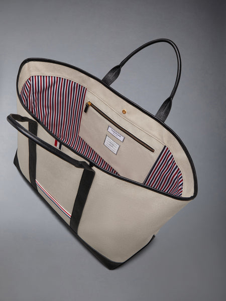 SALT AND PEPPER COTTON CANVAS OVERSIZED TOOL TOTE BLACK