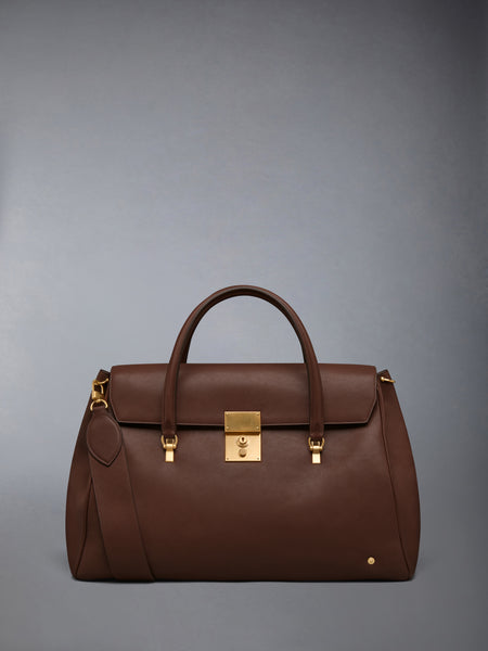 BOLTON WEEKENDER BAG IN SOFT CALF LEATHER DARK BROWN