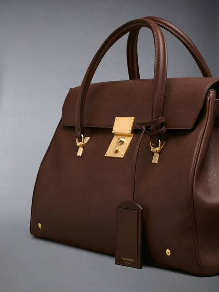 BOLTON WEEKENDER BAG IN SOFT CALF LEATHER DARK BROWN