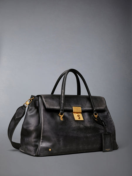 BOLTON WEEKENDER BAG IN DISTRESSED LEATHER BLACK