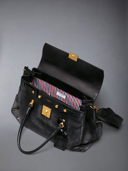 BOLTON WEEKENDER BAG IN DISTRESSED LEATHER BLACK