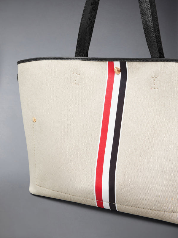 HORIZONTAL TOTE IN SALT AND PEPPER COTTON CANVAS - image 11